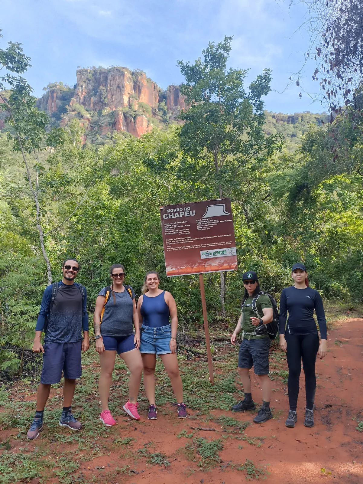 Grupo junto à placa do Morro do Chapéu.